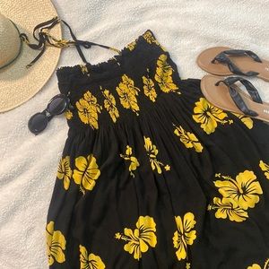 Tropical black and yellow sun dress